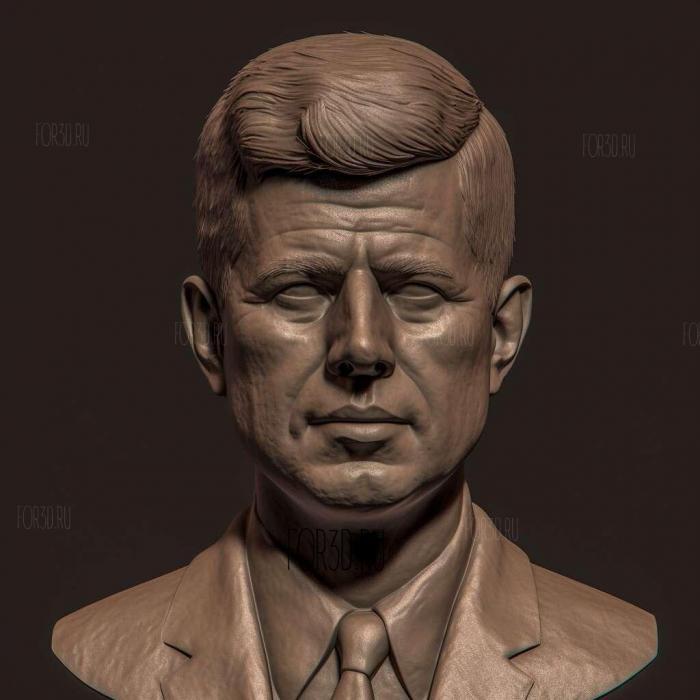 John F Kennedy 3 stl model for CNC